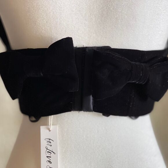 NWT For Love & Lemons Black Velvet Corset Top Floral Detail Goth Fairy Size S - Picture 4 of 8